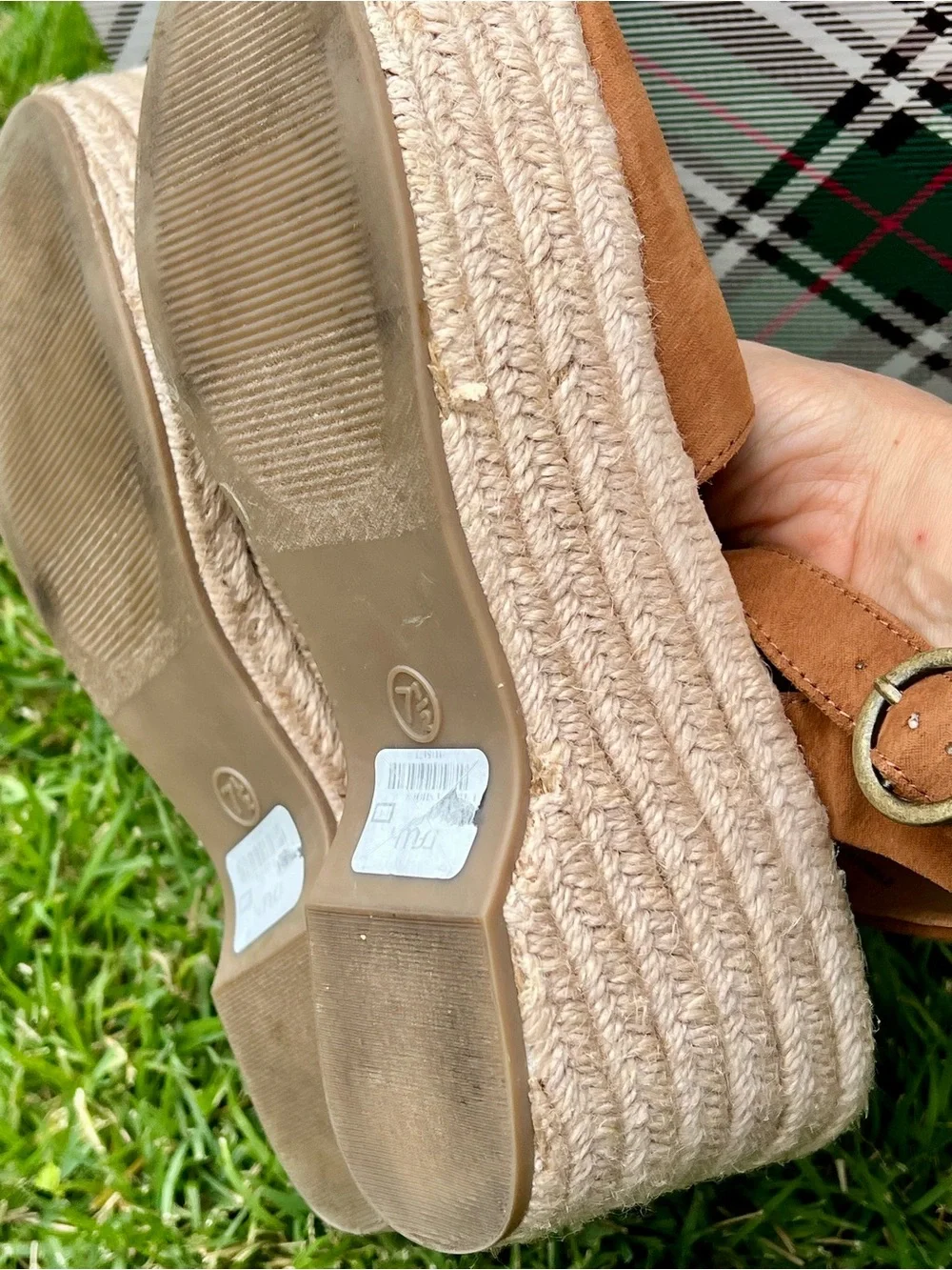 NWT Chunky Platform Wedge Espadrilles Tan brown Morgan 7.5 retro 70’s chunky